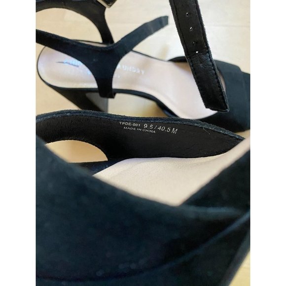 Chinese Laundry BNWT "Teemara" ankle strap black platform suede sandal heel NEW - Picture 5 of 6